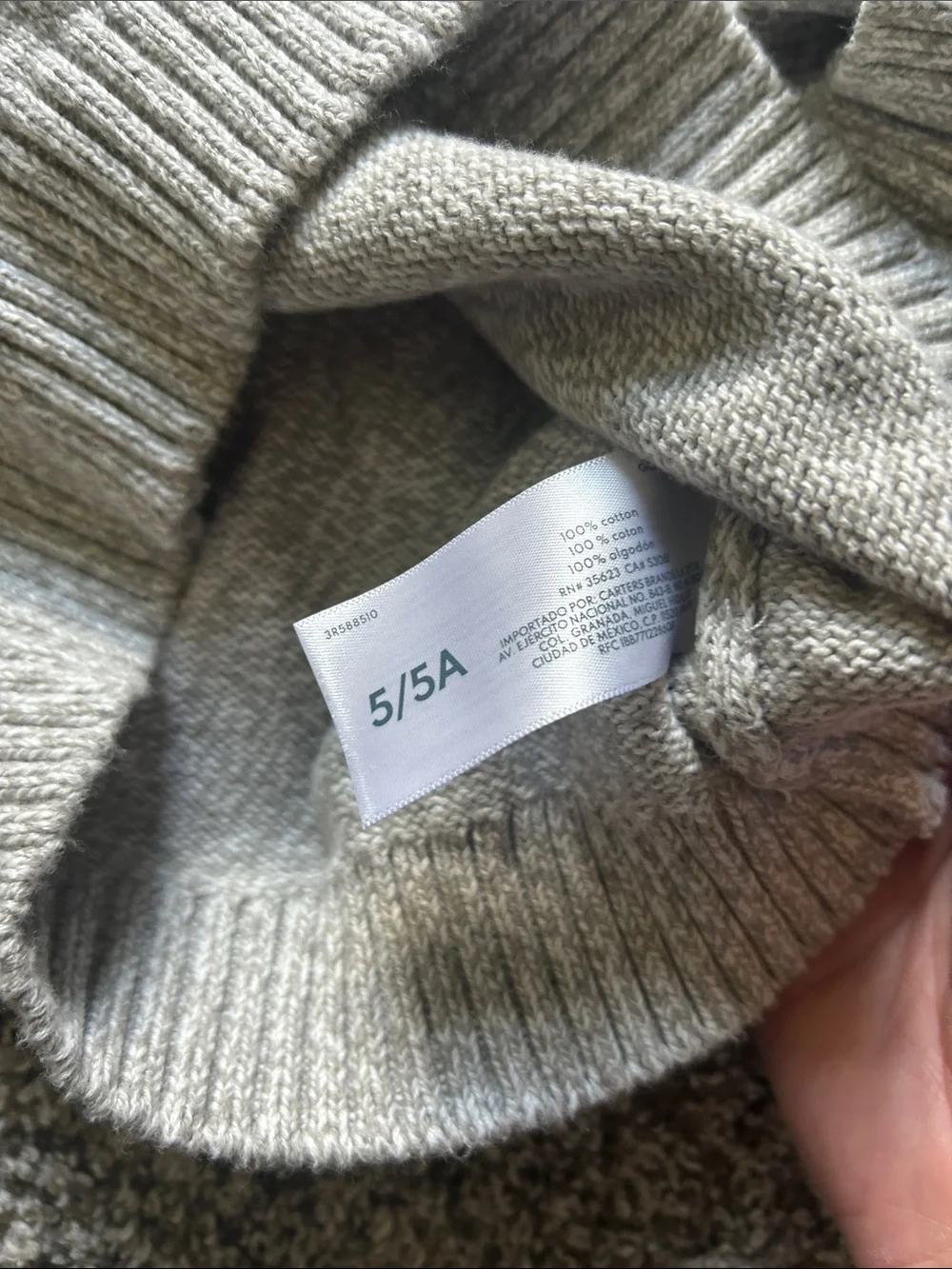 Carter's Gray Button-Placket Crewneck Sweater